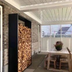 Beltza Zwarte Metalen Houtopslag