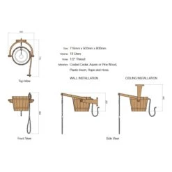 Buitendouche Kantelemmer 18L Cederhout 6 Buitendouche Kantelemmer 18L Cederhout -Life Is Better At The Pool Buitendouche kantelemmer installatie afmetingen 02