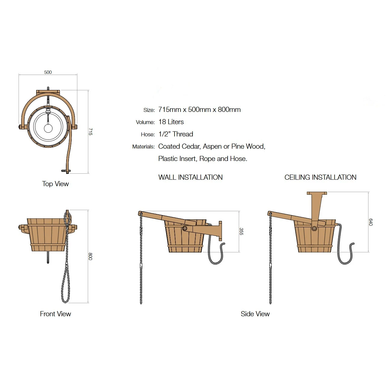 Buitendouche Kantelemmer 18L Cederhout 3 Buitendouche Kantelemmer 18L Cederhout - Afbeelding 3