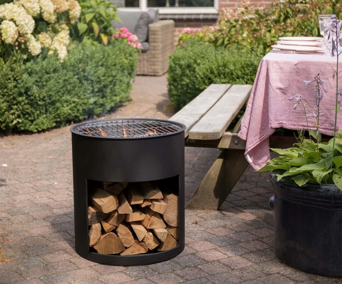 Vuurton Met Rooster En Houtopslag 45cm 2 Vuurton Met Rooster En Houtopslag 45cm - Afbeelding 2